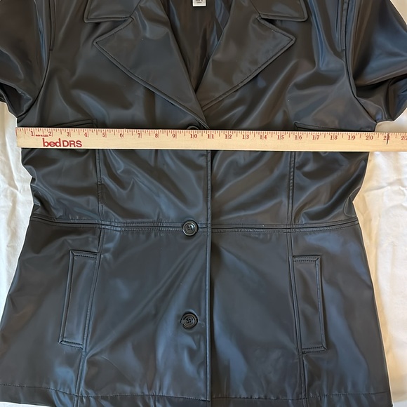 CS Signature Polyvinyl Polyester Rain Jacket Coat Blazer Womens Black Large NWOT - Picture 3 of 12